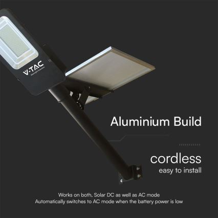 LED Ljusreglerad hybrid solcell gata lampa LED/50W/230V 6500K IP65 50000 mAh + fjärrkontroll
