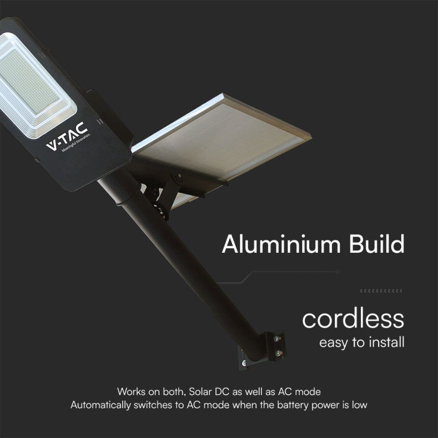 LED Ljusreglerad hybrid solcell gata lampa LED/50W/230V 6500K IP65 50000 mAh + fjärrkontroll