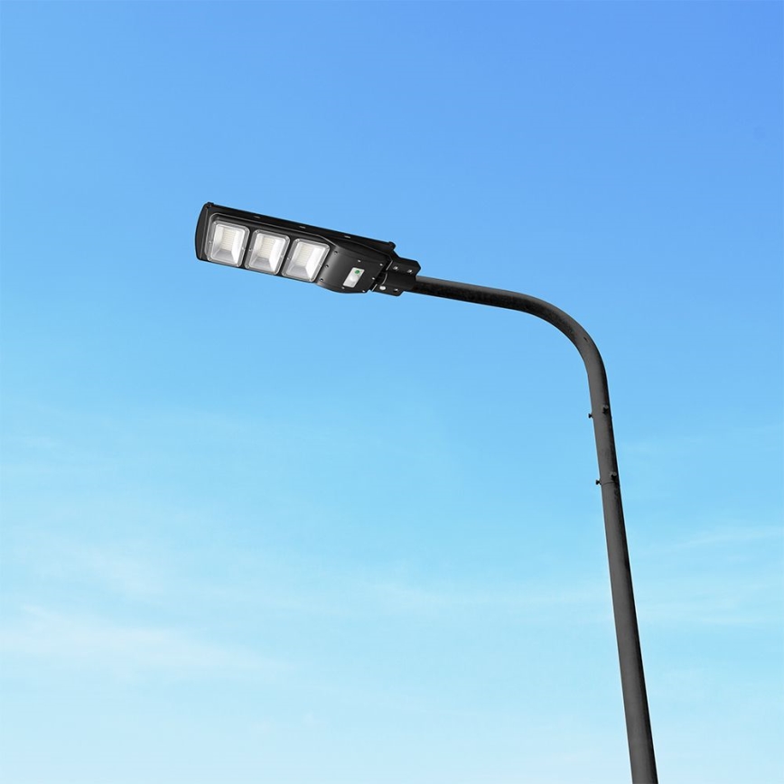 LED Dimmerbar gatulampor med solceller med rörelse- och skymningsgivare LED/12W/3,2V 6000K IP65 10000 mAh svart + fjärrkontroll
