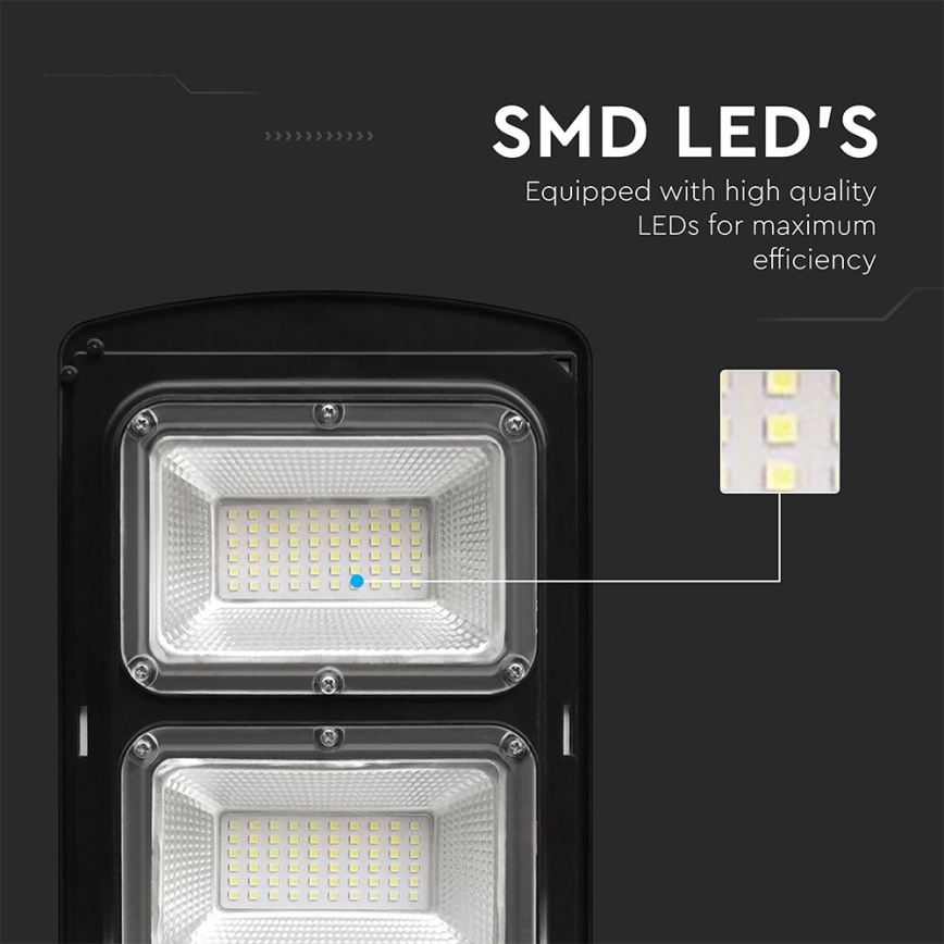 LED Dimmerbar gatulampor med solceller med rörelse- och skymningsgivare LED/12W/3,2V 6000K IP65 10000 mAh svart + fjärrkontroll