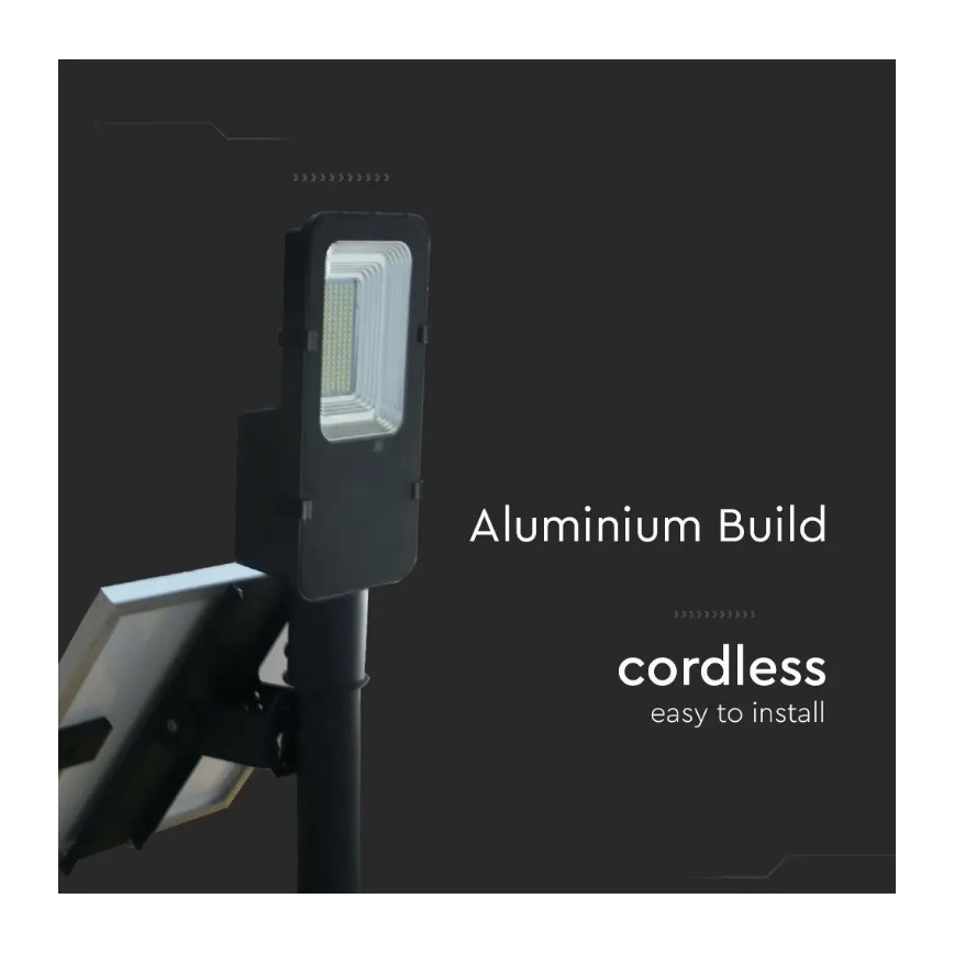 LED Ljusreglerad solcell gata lampa LED/50W/6,4V 4000K IP65 50000 mAh + fjärrkontroll