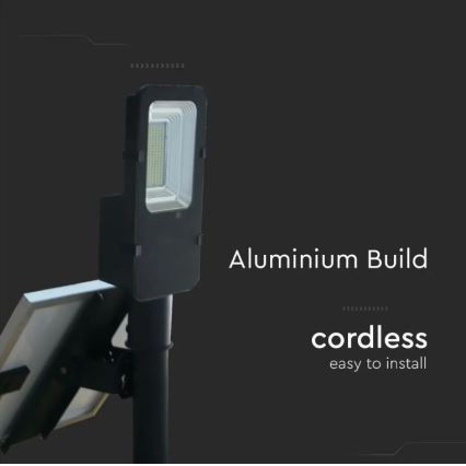 LED Ljusreglerad solcell gata lampa LED/50W/6,4V 6000K IP65 50000 mAh + fjärrkontroll