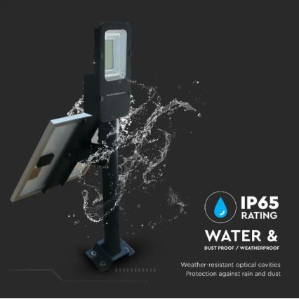 LED Ljusreglerad solcell gata lampa LED/50W/6,4V 6000K IP65 50000 mAh + fjärrkontroll