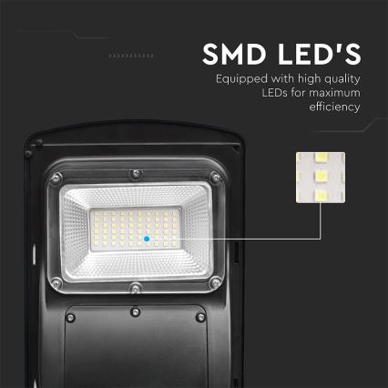 LED Dimmerbar gatulampor med solceller med rörelse- och skymningsgivare LED/6W/3,2V 6000K IP65 5000 mAh svart + fjärrkontroll