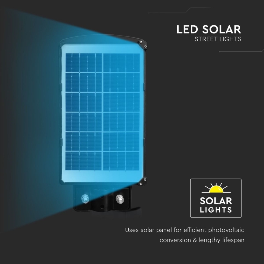 LED Dimmerbar gatulampor med solceller med rörelse- och skymningsgivare LED/6W/3,2V 6000K IP65 5000 mAh svart + fjärrkontroll