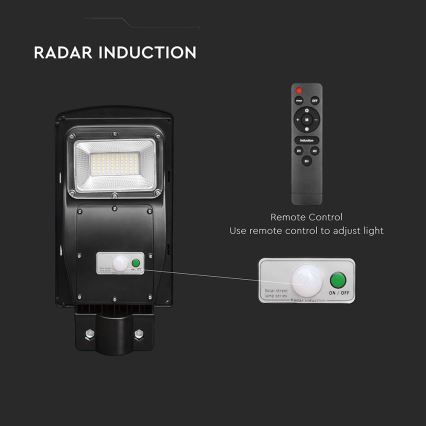 LED Dimmerbar gatulampor med solceller med rörelse- och skymningsgivare LED/6W/3,2V 6000K IP65 5000 mAh svart + fjärrkontroll