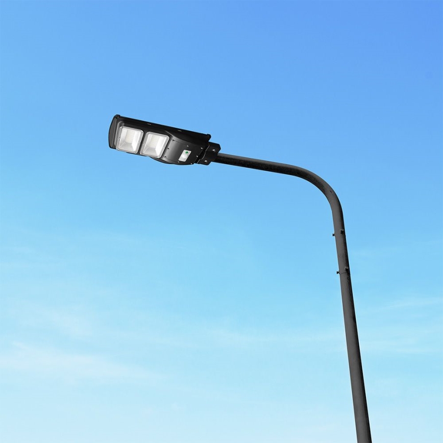 LED Dimmerbar gatulampor med solceller med rörelse- och skymningsgivare LED/8W/3,2V 6000K IP65 9000 mAh svart + fjärrkontroll