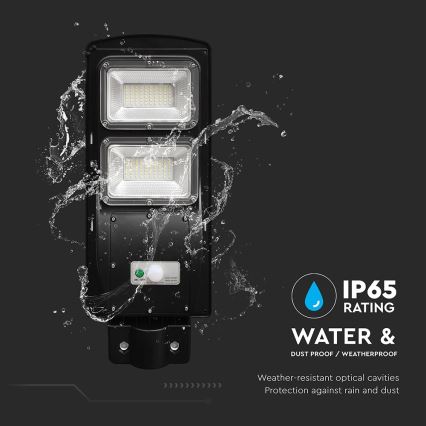 LED Dimmerbar gatulampor med solceller med rörelse- och skymningsgivare LED/8W/3,2V 6000K IP65 9000 mAh svart + fjärrkontroll