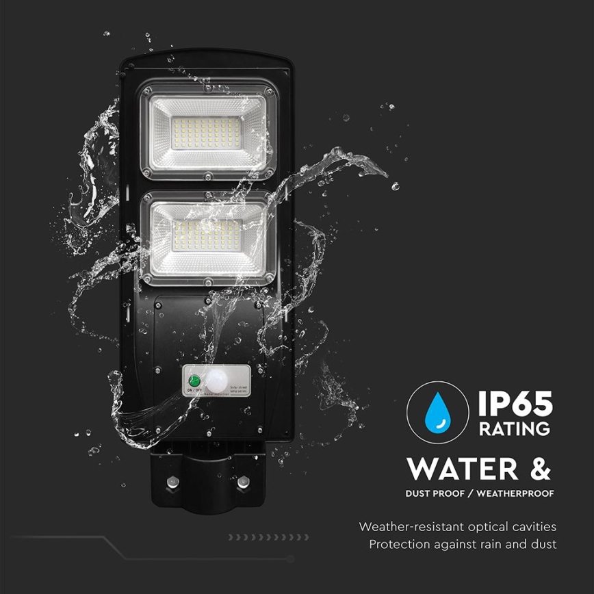 LED Dimmerbar gatulampor med solceller med rörelse- och skymningsgivare LED/8W/3,2V 6000K IP65 9000 mAh svart + fjärrkontroll