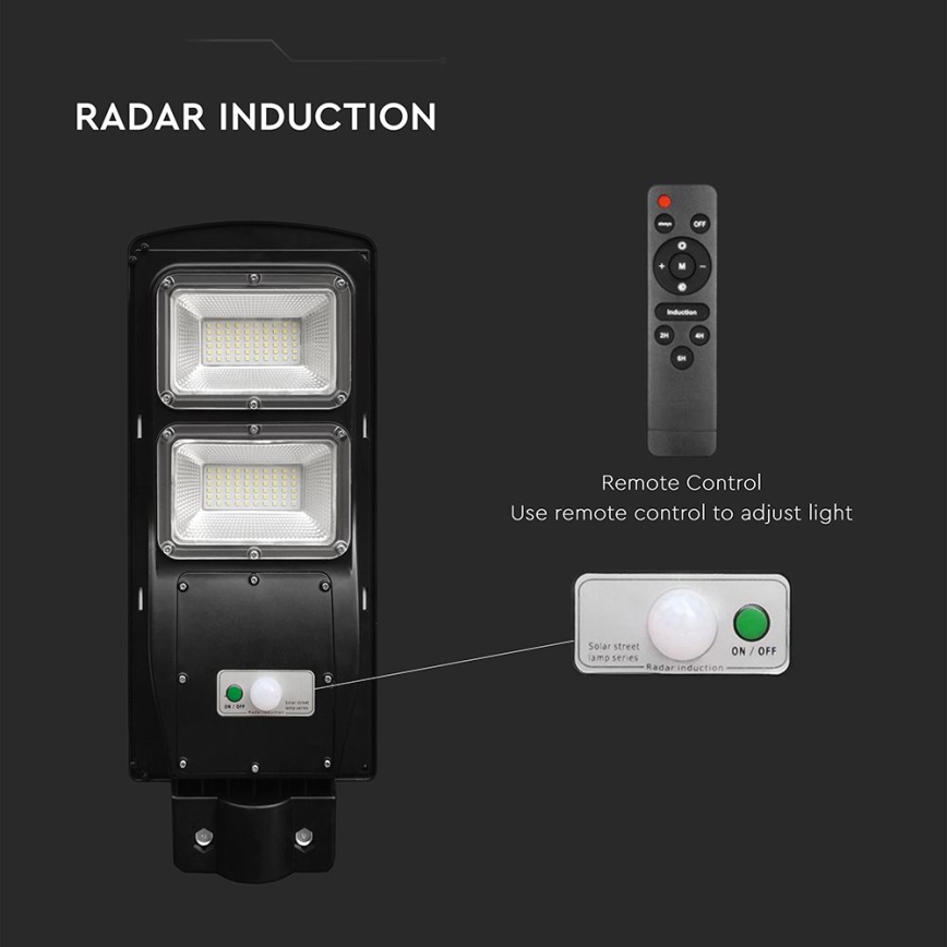 LED Dimmerbar gatulampor med solceller med rörelse- och skymningsgivare LED/8W/3,2V 6000K IP65 9000 mAh svart + fjärrkontroll