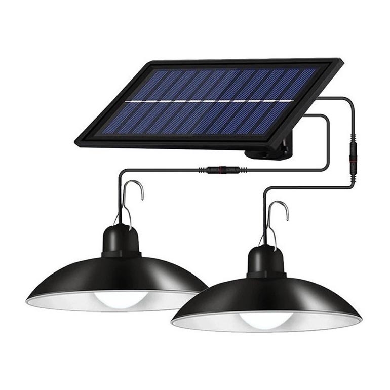 LED Ljusreglerad solcell ljuskrona på snöre 2xLED/1,8W/3,7V IP44 6500K 1200 mAh + fjärrkontroll