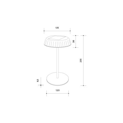 LED Ljusreglerad solcell uppladdningsbar bordslampa VIVIEN LED/3W/5V 2700K 1600 mAh IP54 svart