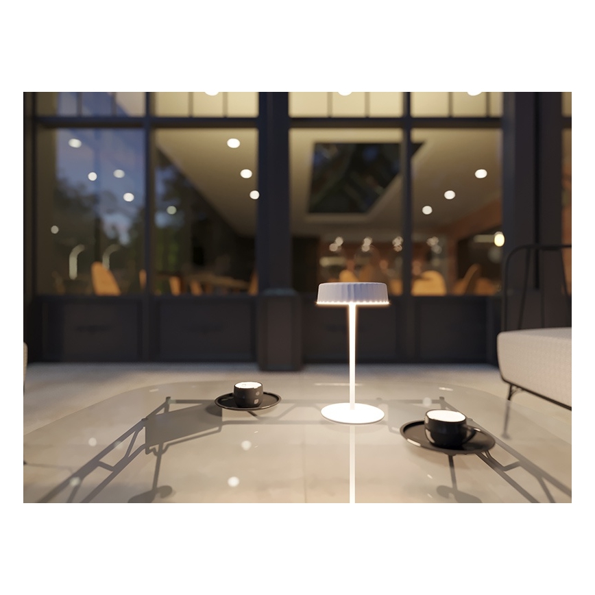 LED Ljusreglerad solcell uppladdningsbar bordslampa VIVIEN LED/3W/5V 2700K 1600 mAh IP54 vit