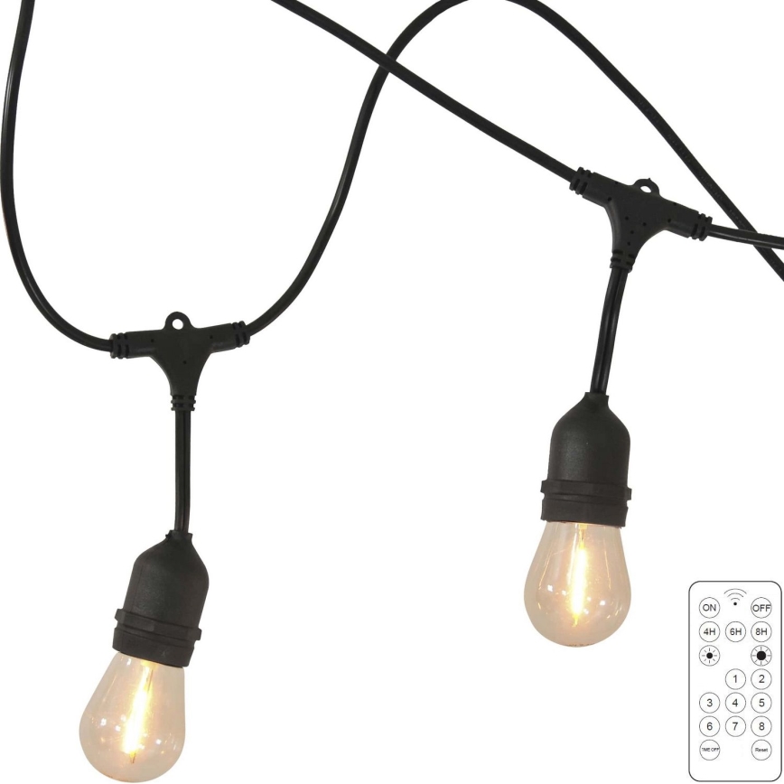 LED Ljusreglerad solcell utomhus kedja PARTY 10xE27/3,7V 10 m IP44 + fjärrkontroll