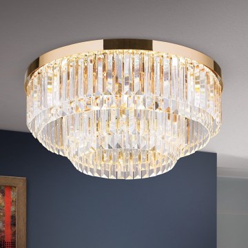 LED Ljusreglerad taklampa i kristall PRISM LED/80W/230V diameter 55 cm 24K guld