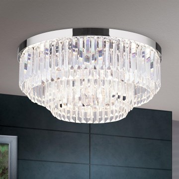 LED Ljusreglerad taklampa i kristall PRISM LED/80W/230V diameter 55 cm skinande krom