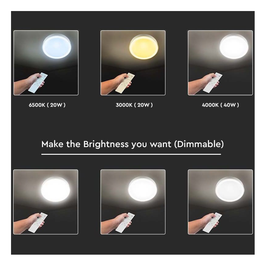 LED Ljusreglerad taklampa LED/40W/230V 3000K/4000K/6500K + FK