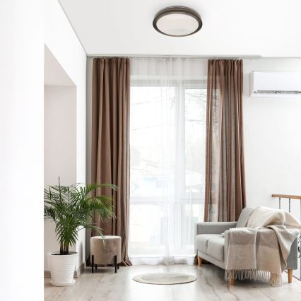 LED ljusreglerad taklampa till badrum HALINA LED/48W/230V 3000-6000K diameter 38 cm IP44 svart + fjärrkontroll