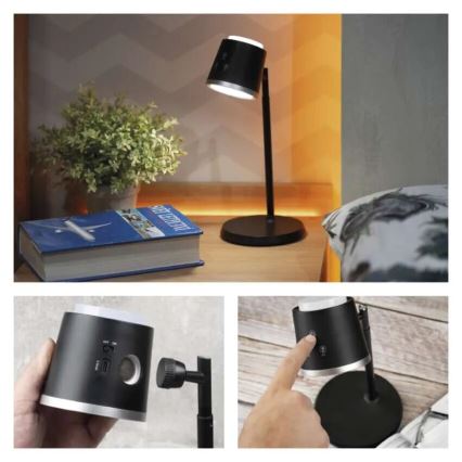 LED Ljusreglerad uppladdningsbar bordslampa 04.01.2001 LED/6W/3,7V 3000K/4000K/6500K 1500mAh svart