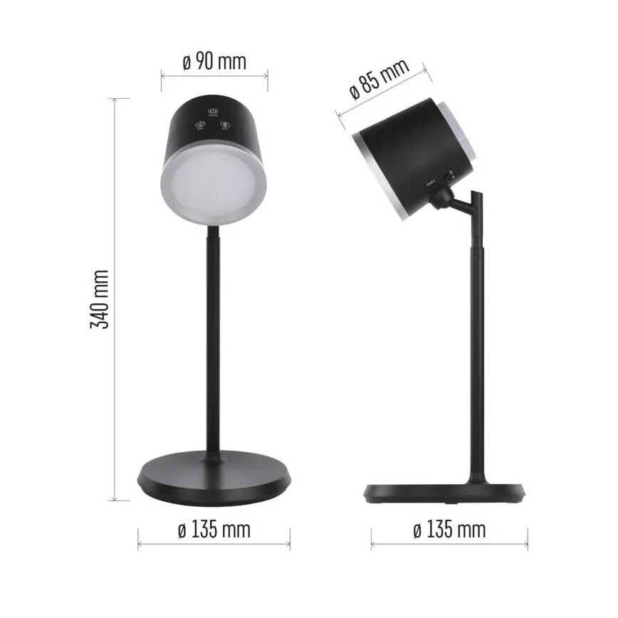 LED Ljusreglerad uppladdningsbar bordslampa 04.01.2001 LED/6W/3,7V 3000K/4000K/6500K 1500mAh svart
