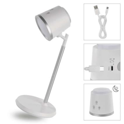 LED Ljusreglerad uppladdningsbar bordslampa 04.01.2001 LED/6W/3,7V 3000K/4000K/6500K 1500mAh vit
