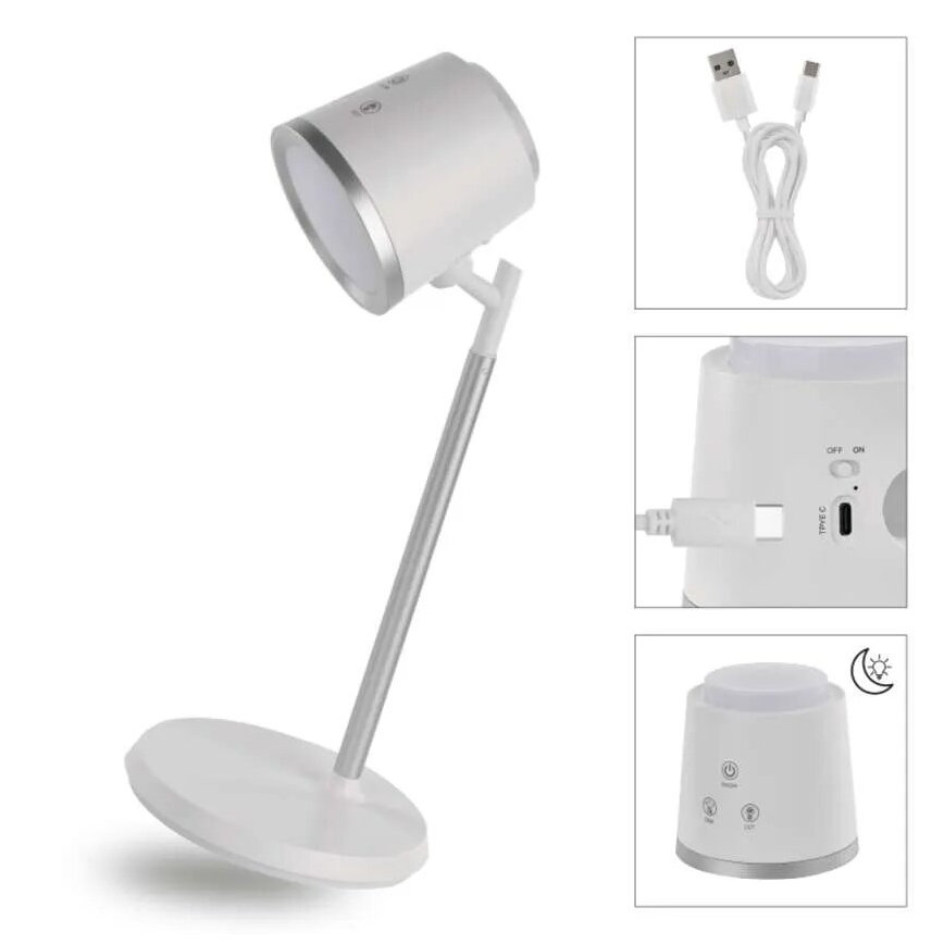 LED Ljusreglerad uppladdningsbar bordslampa 04.01.2001 LED/6W/3,7V 3000K/4000K/6500K 1500mAh vit