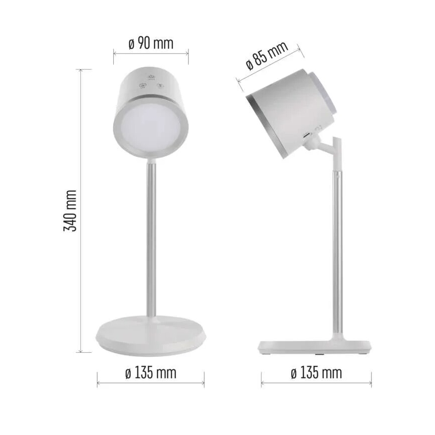 LED Ljusreglerad uppladdningsbar bordslampa 04.01.2001 LED/6W/3,7V 3000K/4000K/6500K 1500mAh vit