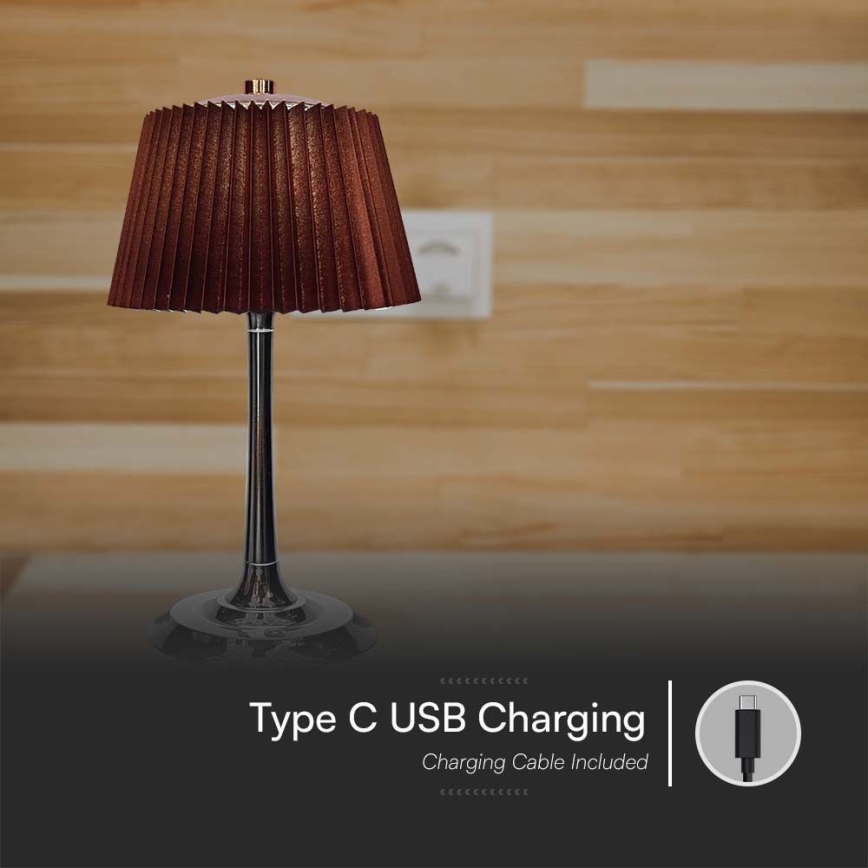 LED Dimbar uppladdningsbar touch bordslampa LED/1,5W/5V 3000/4000/6000K 1800 mAh brun