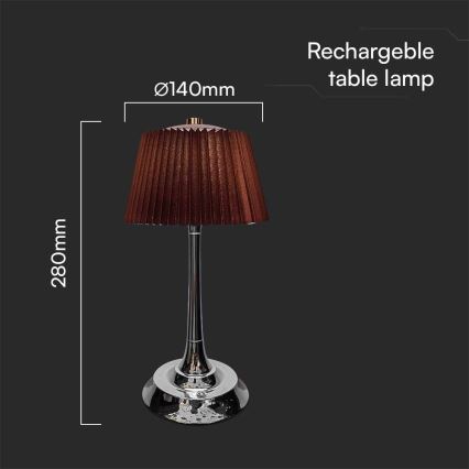 LED Dimbar uppladdningsbar touch bordslampa LED/1,5W/5V 3000/4000/6000K 1800 mAh brun