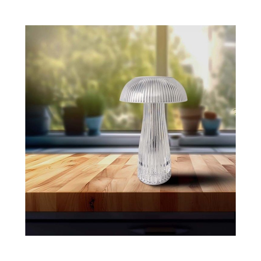 LED Dimbar uppladdningsbar touch bordslampa LED/1W/5V 3000-6000K 1800 mAh genomskinlig