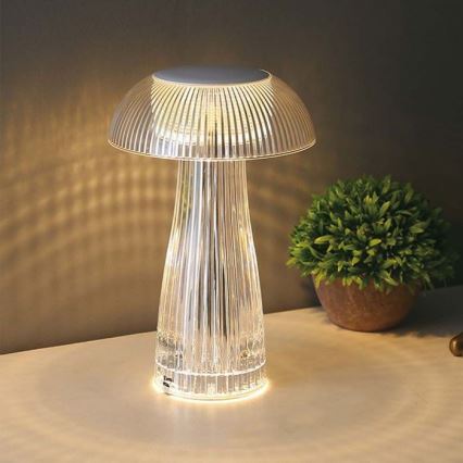 LED Dimbar uppladdningsbar touch bordslampa LED/1W/5V 3000-6000K 1800 mAh genomskinlig
