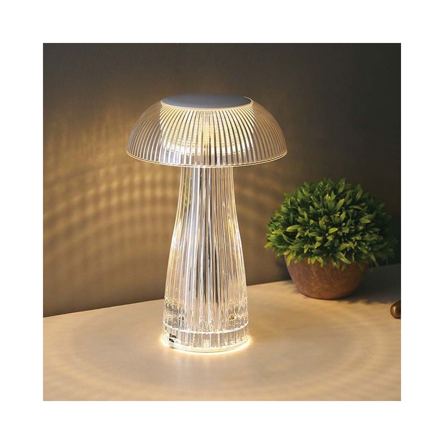 LED Dimbar uppladdningsbar touch bordslampa LED/1W/5V 3000-6000K 1800 mAh genomskinlig