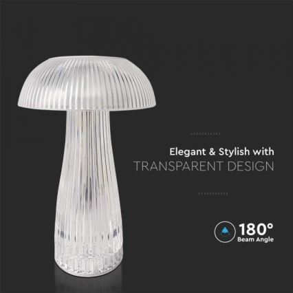 LED Dimbar uppladdningsbar touch bordslampa LED/1W/5V 3000-6000K 1800 mAh genomskinlig