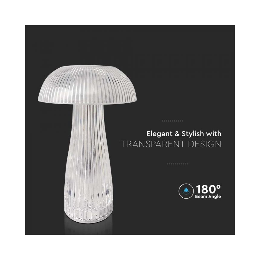 LED Dimbar uppladdningsbar touch bordslampa LED/1W/5V 3000-6000K 1800 mAh genomskinlig