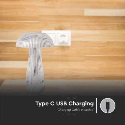 LED Dimbar uppladdningsbar touch bordslampa LED/1W/5V 3000-6000K 1800 mAh genomskinlig