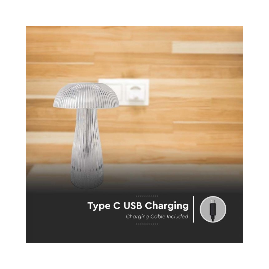 LED Dimbar uppladdningsbar touch bordslampa LED/1W/5V 3000-6000K 1800 mAh genomskinlig