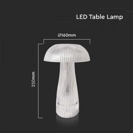 LED Dimbar uppladdningsbar touch bordslampa LED/1W/5V 3000-6000K 1800 mAh genomskinlig
