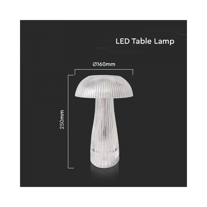 LED Dimbar uppladdningsbar touch bordslampa LED/1W/5V 3000-6000K 1800 mAh genomskinlig