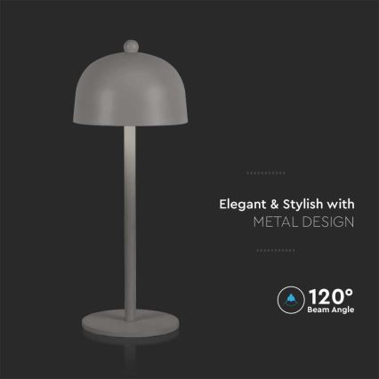 LED Dimbar uppladdningsbar touch bordslampa LED/1W/5V 3000-6000K 1800 mAh grå