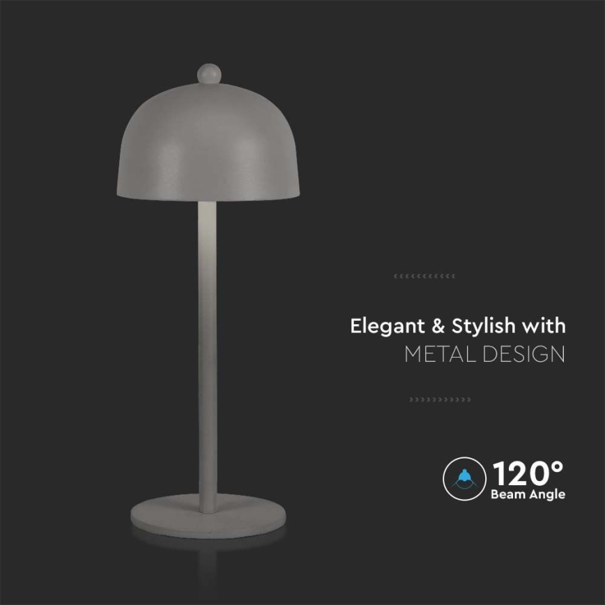 LED Dimbar uppladdningsbar touch bordslampa LED/1W/5V 3000-6000K 1800 mAh grå