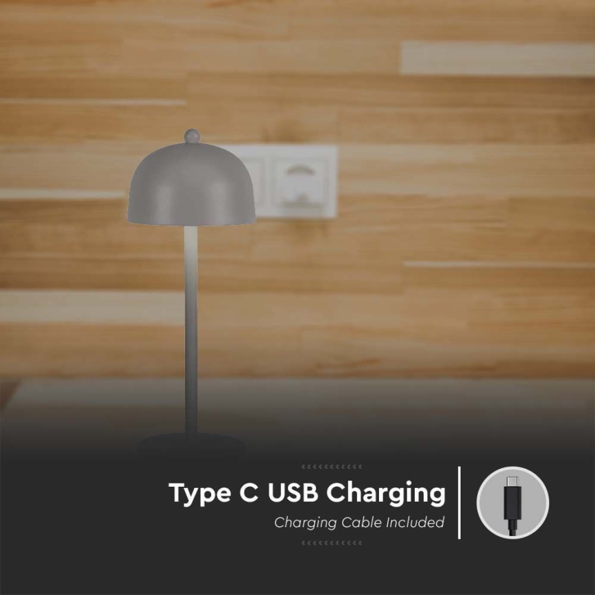 LED Dimbar uppladdningsbar touch bordslampa LED/1W/5V 3000-6000K 1800 mAh grå