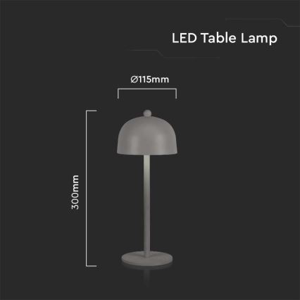 LED Dimbar uppladdningsbar touch bordslampa LED/1W/5V 3000-6000K 1800 mAh grå