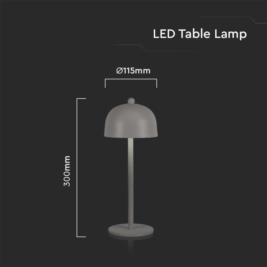 LED Dimbar uppladdningsbar touch bordslampa LED/1W/5V 3000-6000K 1800 mAh grå