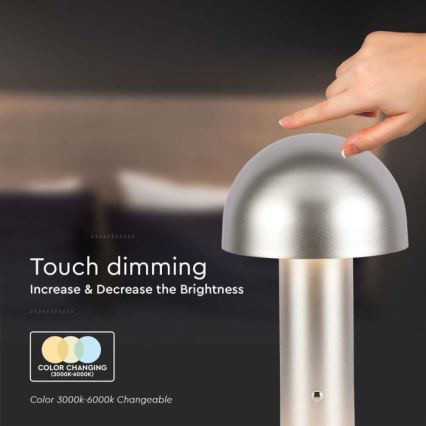 LED Dimbar uppladdningsbar touch bordslampa LED/1W/5V 3000-6000K 1800 mAh guld