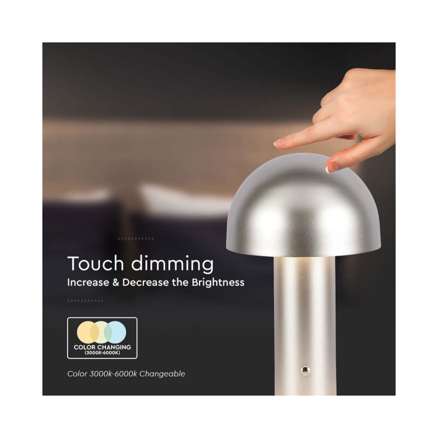 LED Dimbar uppladdningsbar touch bordslampa LED/1W/5V 3000-6000K 1800 mAh guld