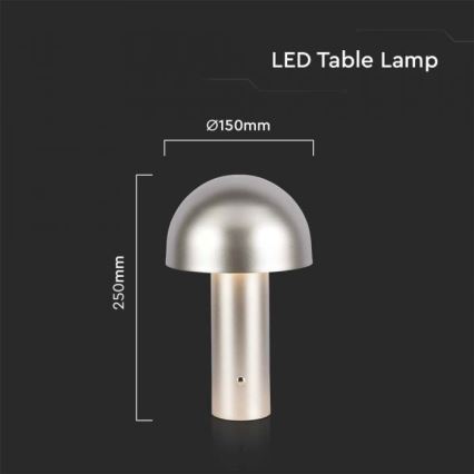 LED Dimbar uppladdningsbar touch bordslampa LED/1W/5V 3000-6000K 1800 mAh guld