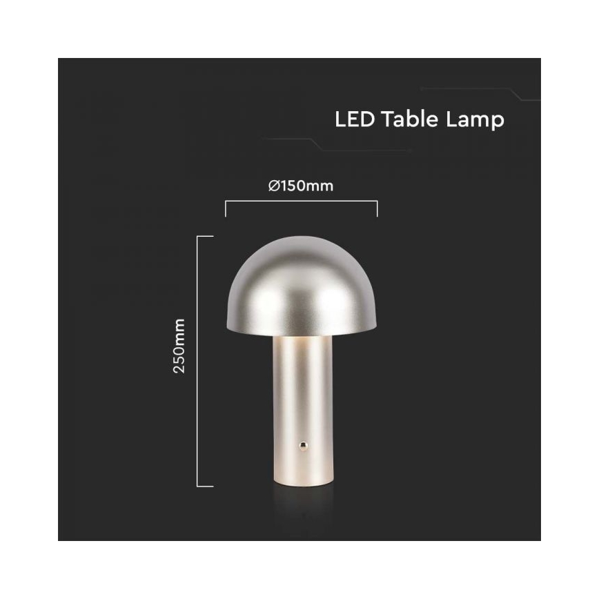 LED Dimbar uppladdningsbar touch bordslampa LED/1W/5V 3000-6000K 1800 mAh guld