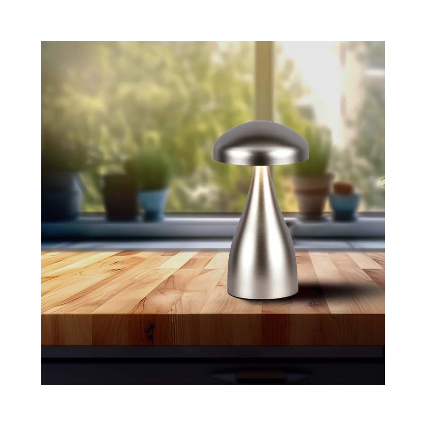 LED Dimbar uppladdningsbar touch bordslampa LED/1W/5V 3000-6000K 1800 mAh silver