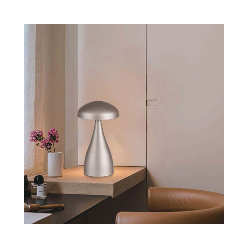 LED Dimbar uppladdningsbar touch bordslampa LED/1W/5V 3000-6000K 1800 mAh silver