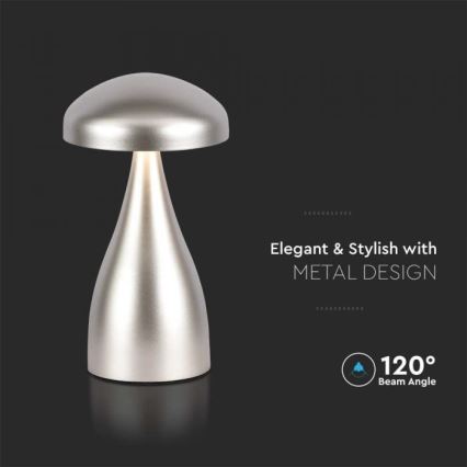 LED Dimbar uppladdningsbar touch bordslampa LED/1W/5V 3000-6000K 1800 mAh silver